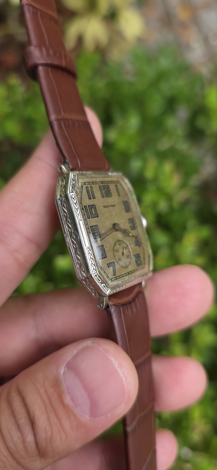 Vintage Antique 1927 Waltham Sapphire 14K WGF 15 Jewels Men’s Art Deco Watch