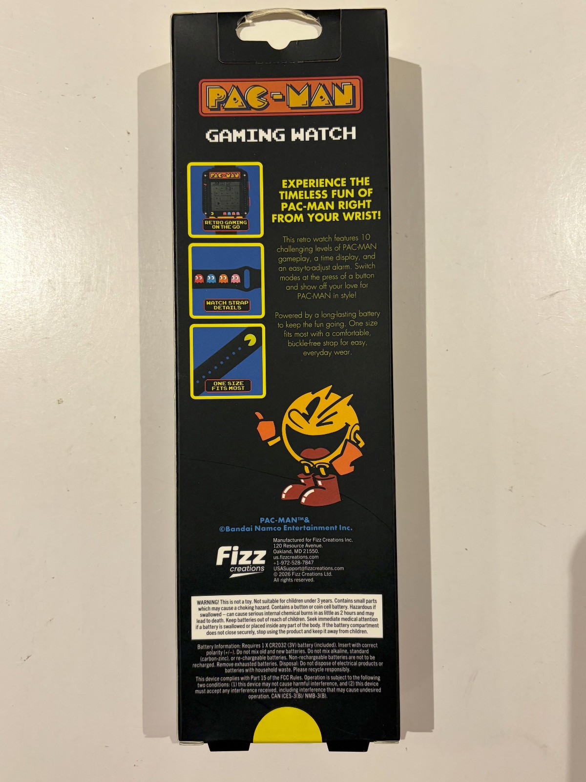 Fizz Creations Pac-Man Retro Digital Gaming Watch Wristwatch