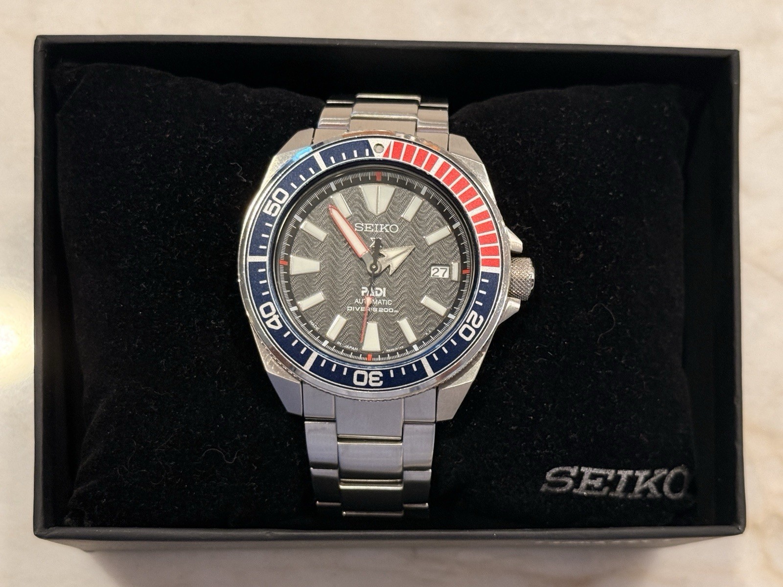 SEIKO ProspeX PADI SRPB99 Samurai Automatic PADI Diver’s Watch Steel Date Pepsi