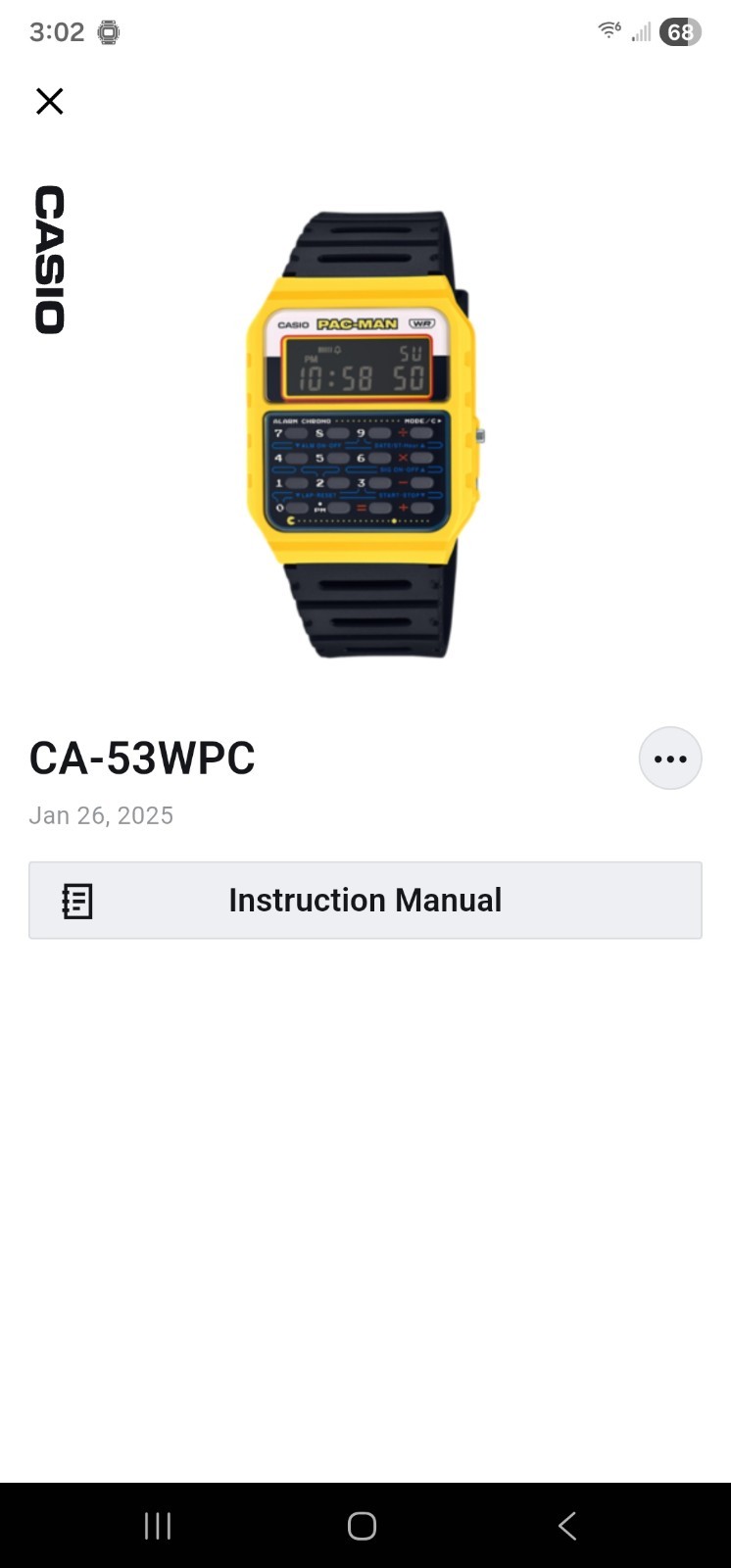 Casio Pac-Man 45th Anniversary Unisex Digital Calculator Watch CA-53WPC-1B