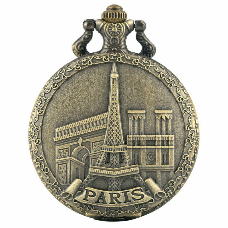 Paris Tower/Taj Mahal Great Building Architectural Quartz Pocket Watches Chain