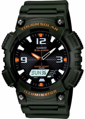 Casio AQS810W-3AV, Solar Illuminator Watch, Green Resin, 100 Meter, 5 Alarms