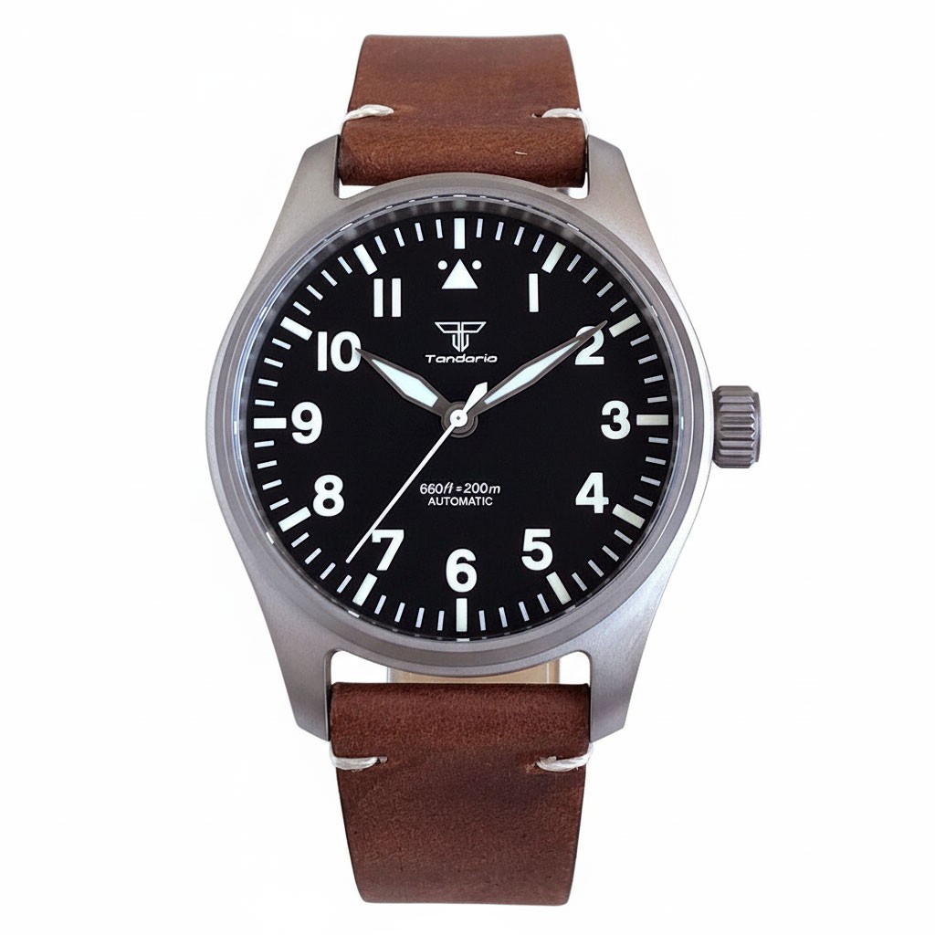 Tandorio Dive Automatic 39mm Titanium Pilot Watch Sapphire NH35/Miyota8215 Movt