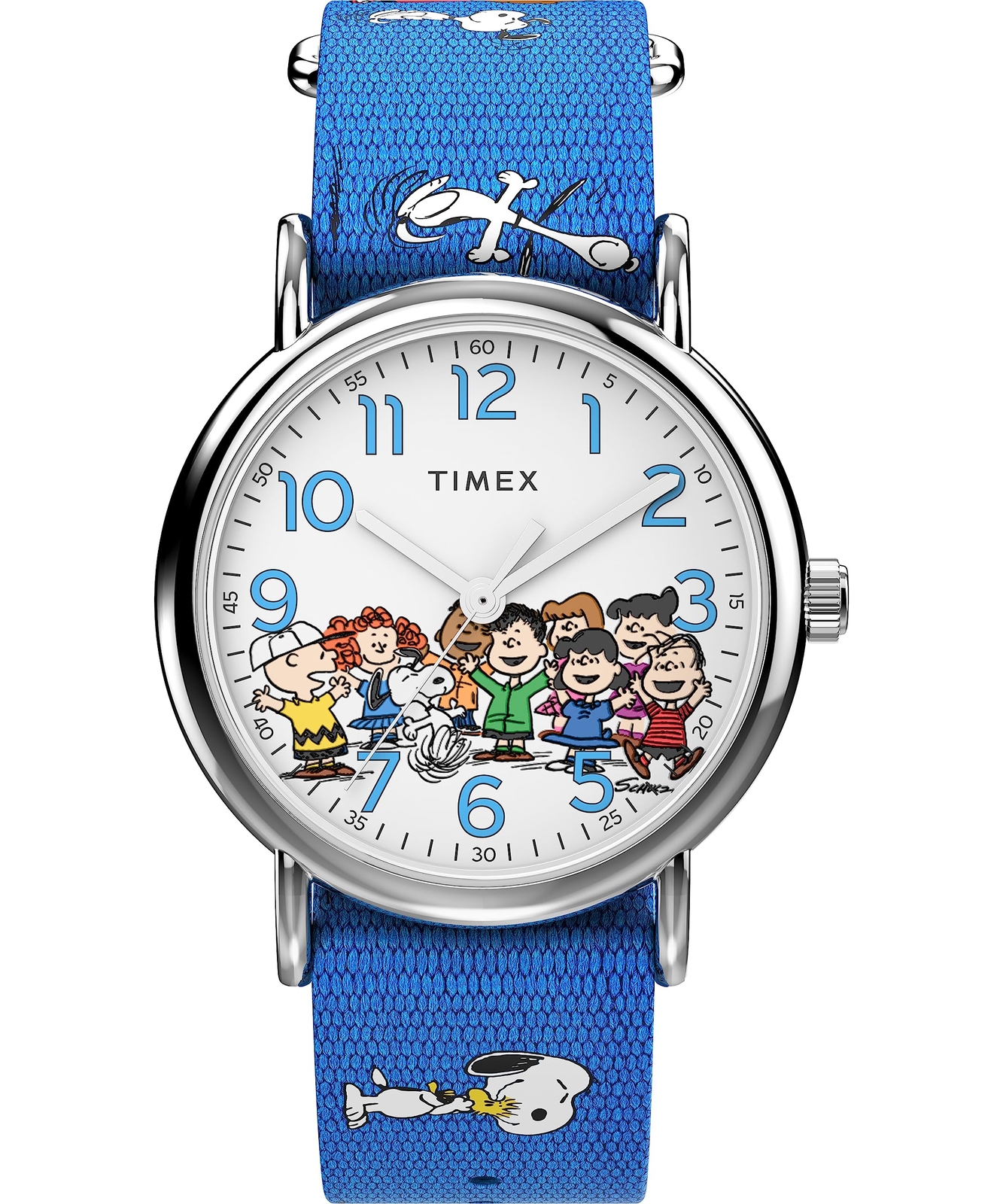 Timex TW2W19400 Peanuts Weekender Blue Slip Thru Fabric Watch