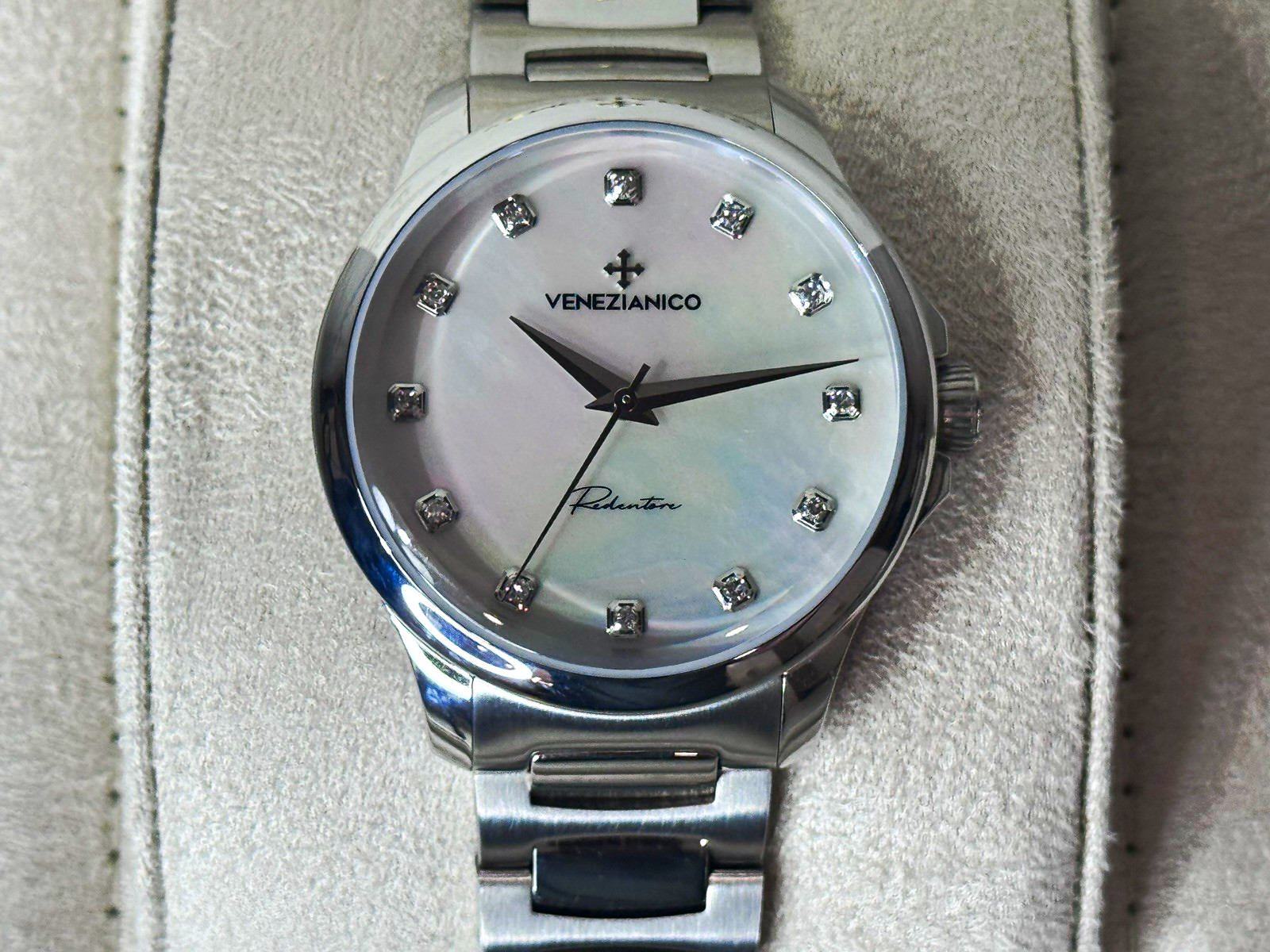 Venezianico Redentore Automatic MOP Dial Diamond Markers SS Complete Set