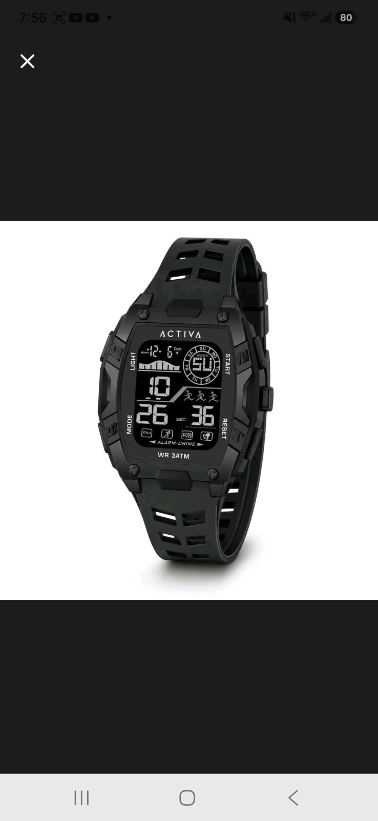 Activa X Invicta (ACW8130-004) Men’s 46mm Digital Black Sport Watch – NEW