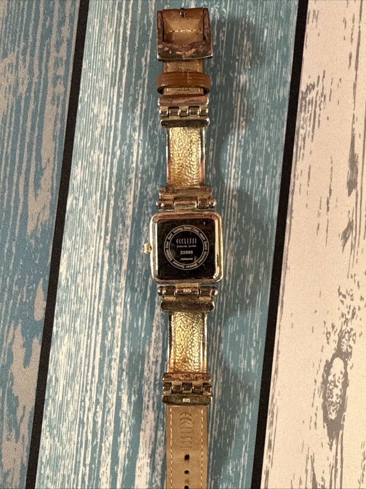 Ecclissi Sterling Silver Watch Genuine Ecclissi Brown Leather Band Womens 22695