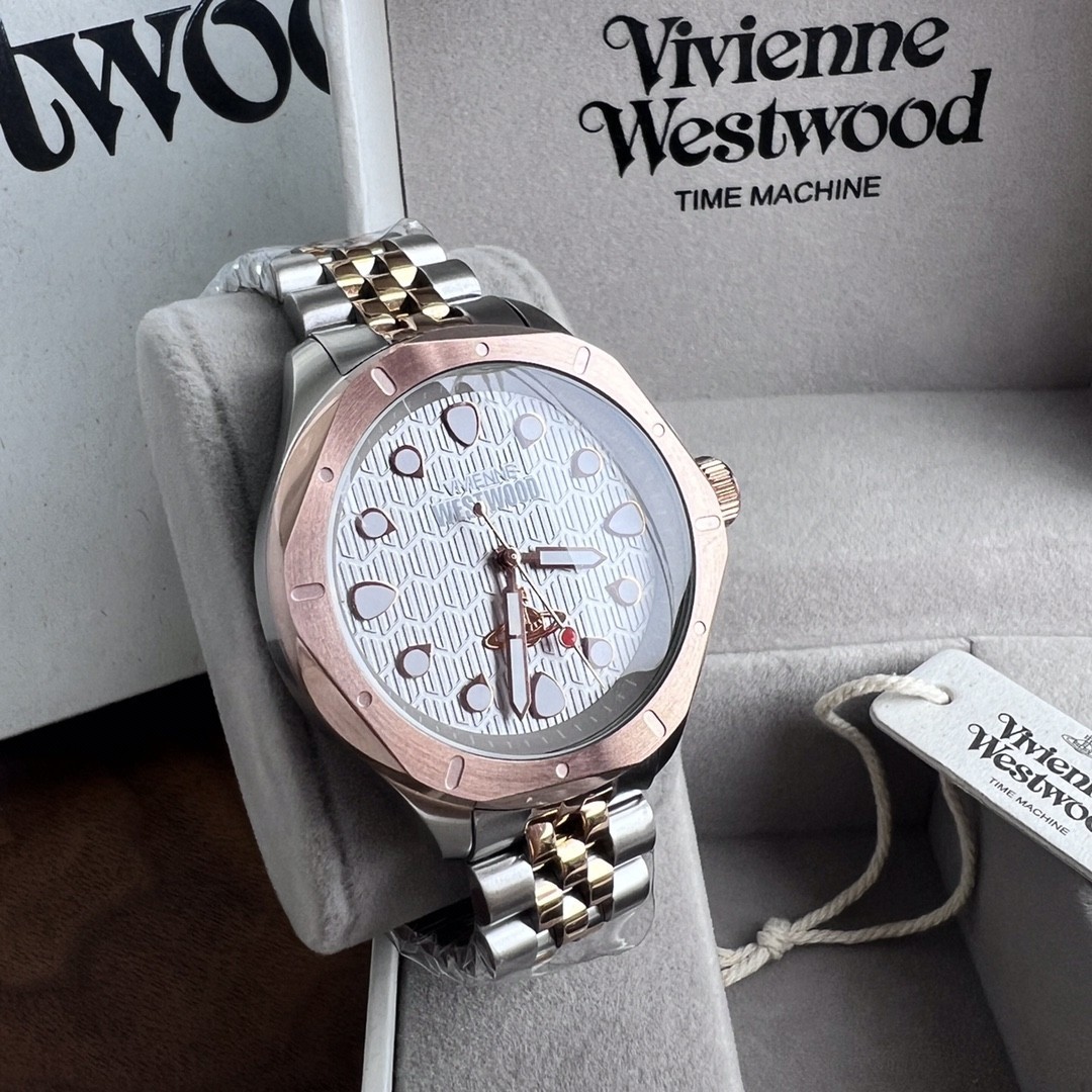 VIVIENNE vv219 White Dial Rose interlaced gold watch strap Quartz Watch