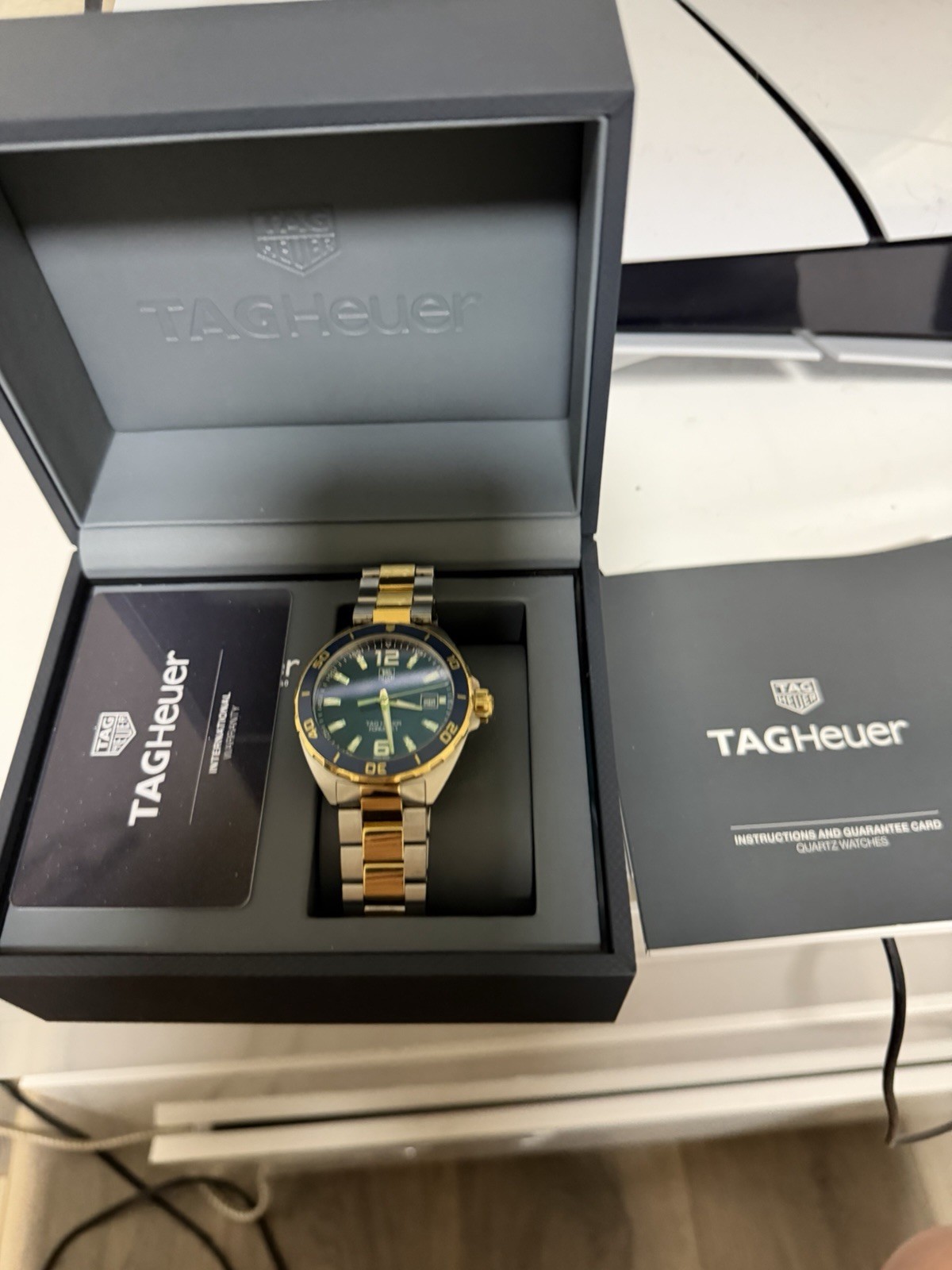 TAG Heuer Formula 1 Quartz 35mm Two-Tone Blue Dial 200m Date Box Papers