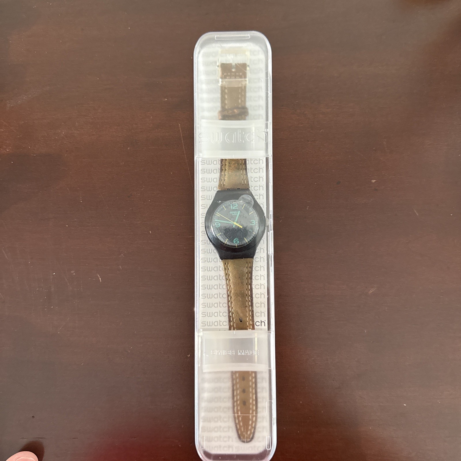 Swatch Green Drops YGB4003 Irony Big 37mm Aluminium Leather