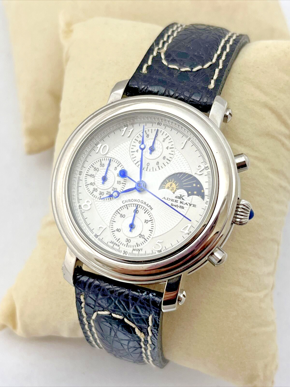 Adee Kaye Beverly Hills Chronograph Moon Phase Watch Box/Warranty Booklet