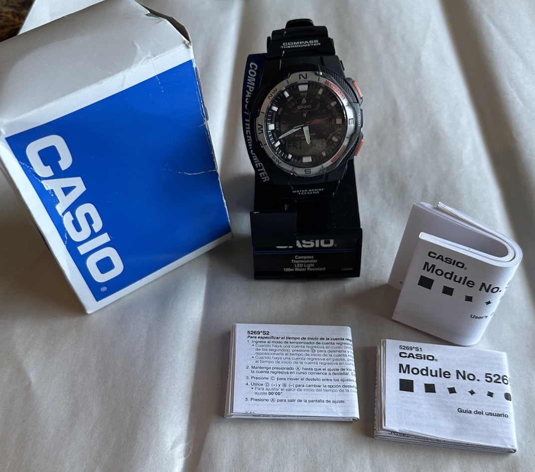 NOS Casio Twin Sensor Analog / Digital Watch SGW-500H New Battery w Box & Papers