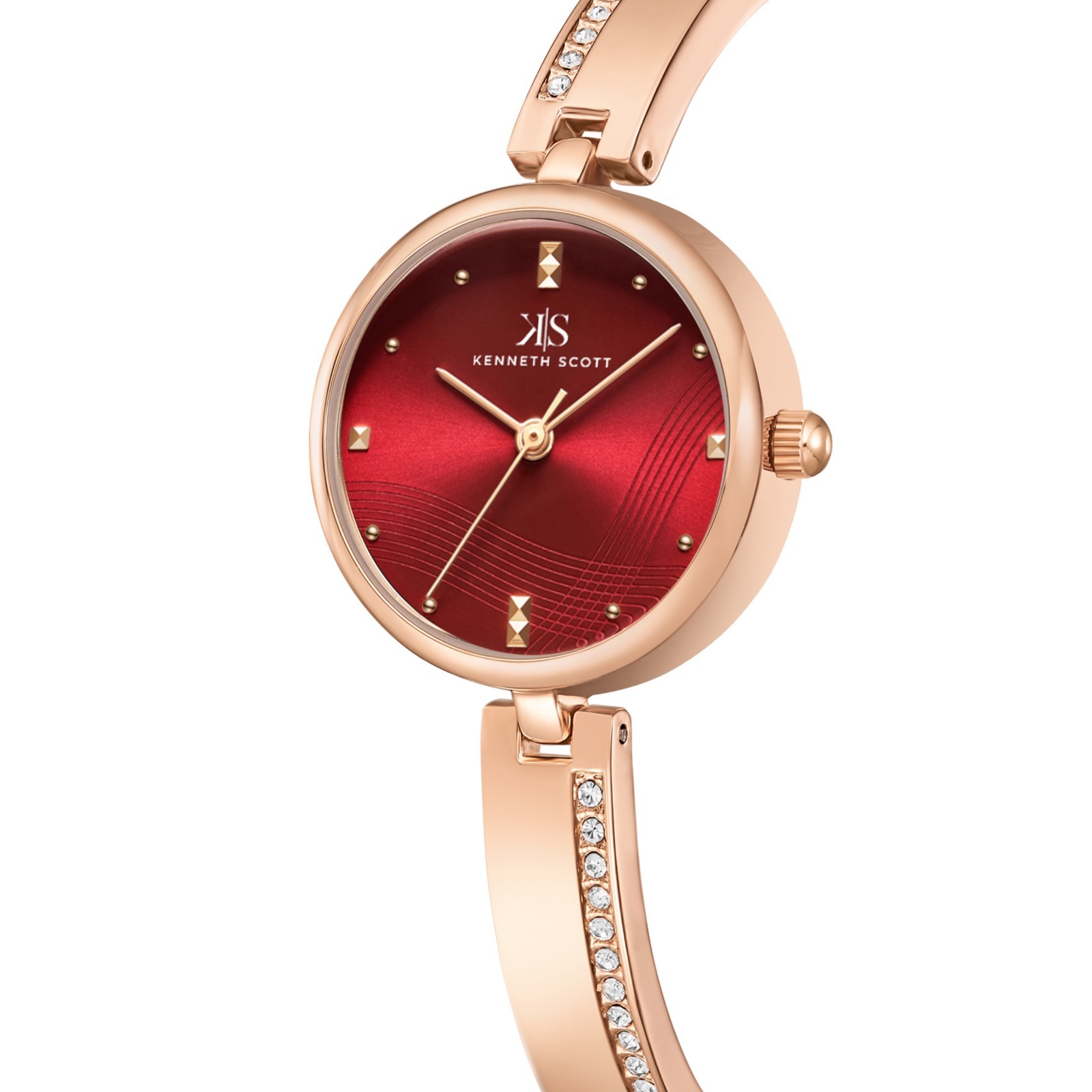 Kenneth Scott Women’s Casual Analog Watch | Red Dial, Rose Gold Case & Strap