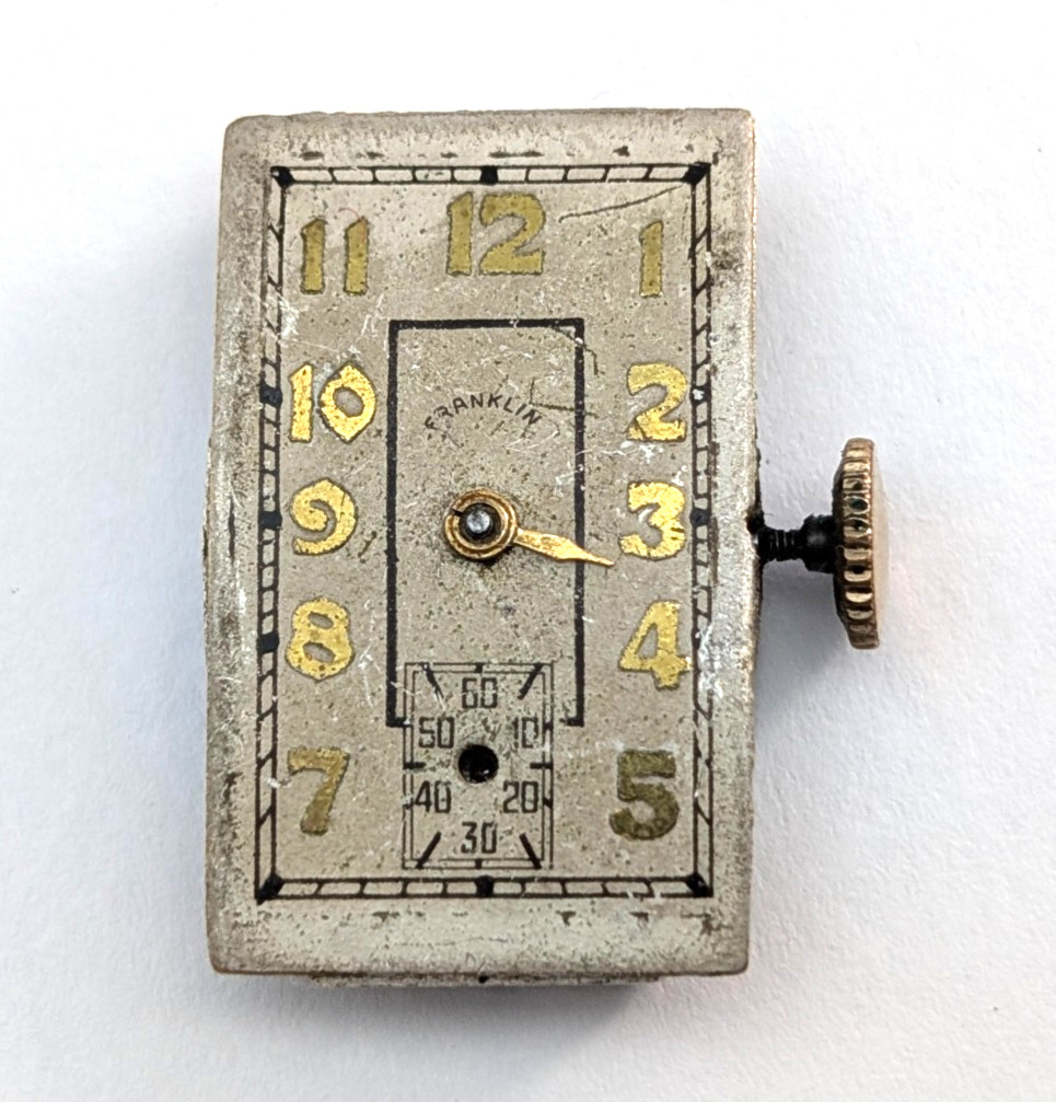 Vintage FRANKLIN Gotham Watch Co UGJN 7j Art Deco 15mm Movement PARTS or REPAIR