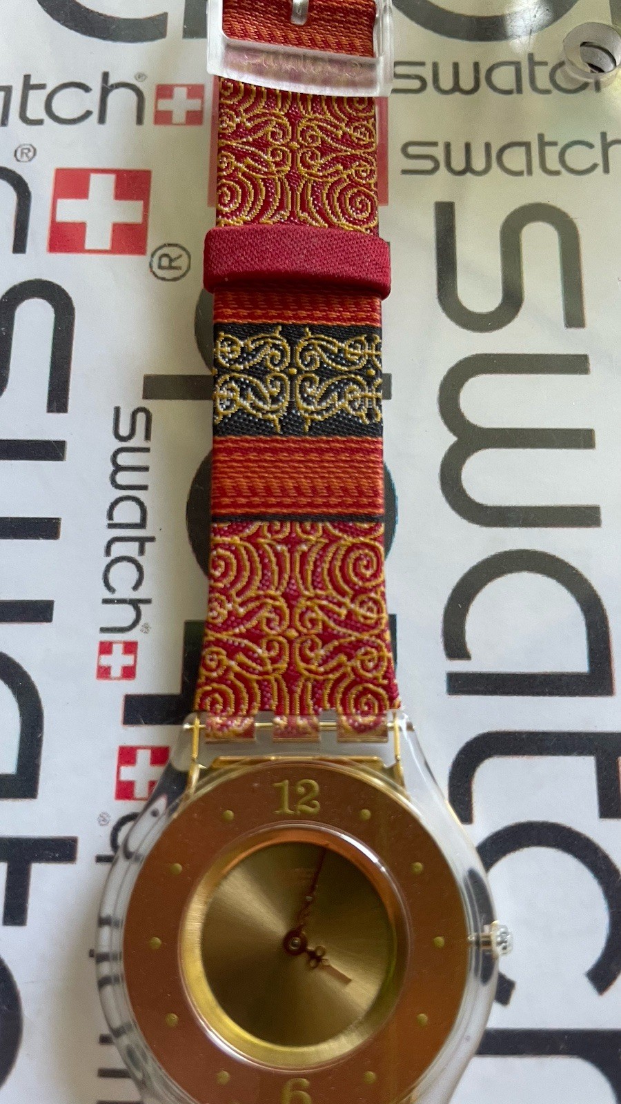 Swatch Sweet Sarong SFK187 Skin 34mm X 3.9mm Textile Over Leather #a