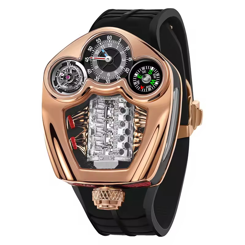 🔥USA🔥PINDU Engine Series Personality Leisure Barrel Hollow Men’s P6658 Watch