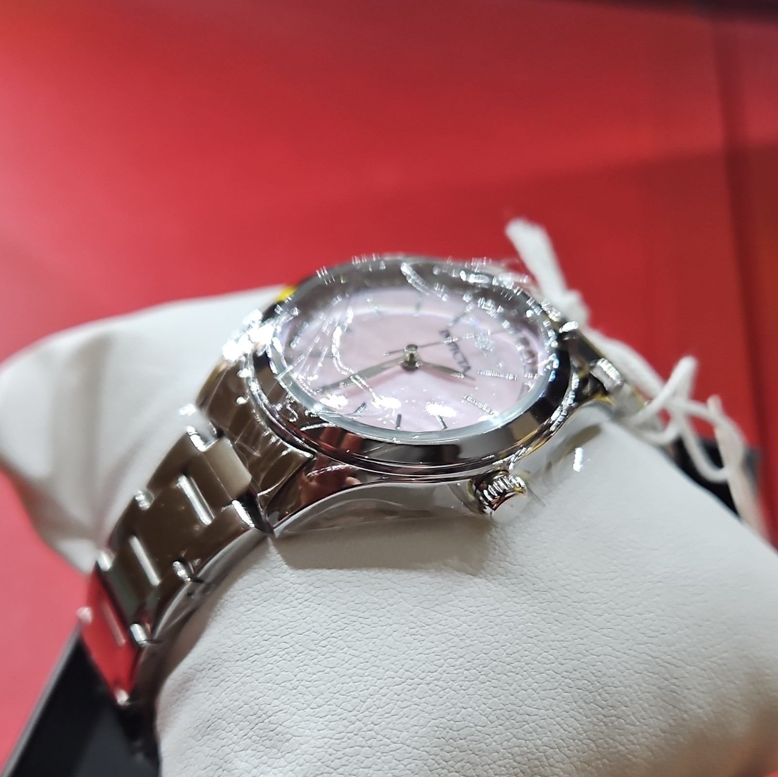 70415 Invicta Celestial Lady 33mm Silver Tone Case Pink Metal Dial Silver Band