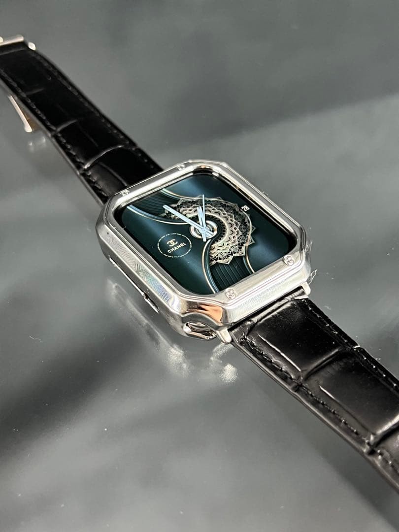 Apple Watch TPU Chrome Case Genuine Leather Belt Set