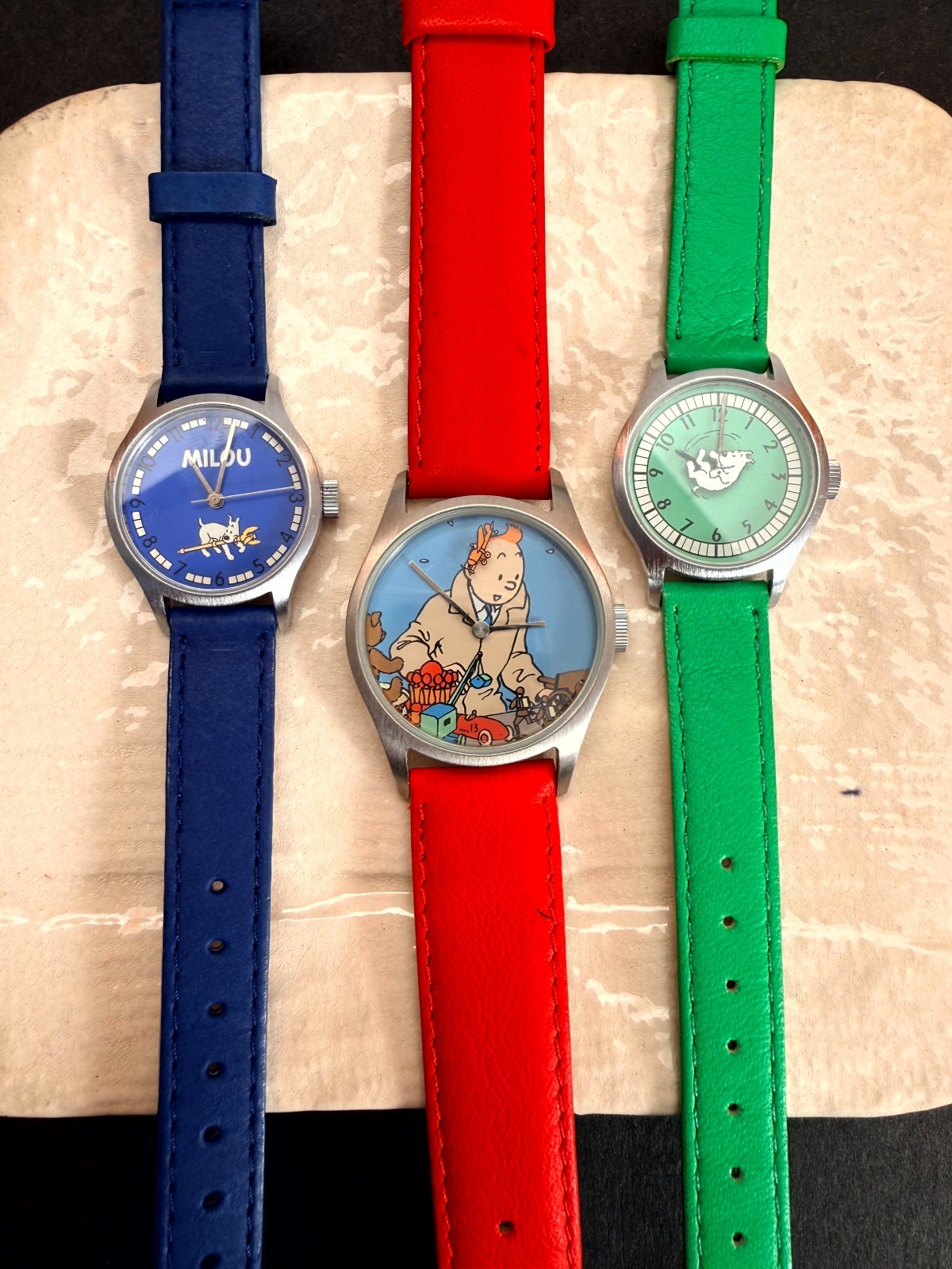 Rare Vintage Tintin Watches Lot of 3 Hergé Moulinsart France 1997 NOS
