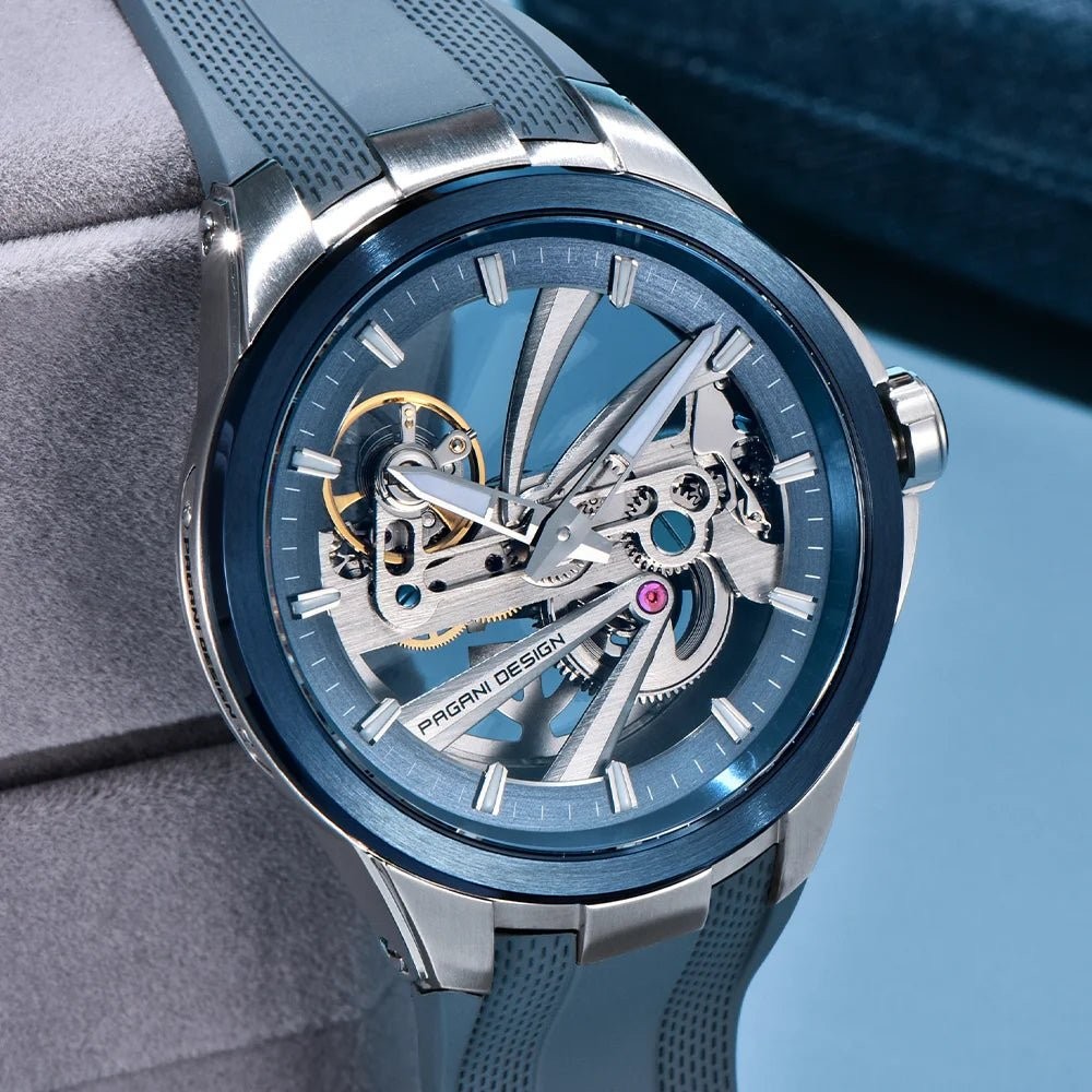 Pagani Design PD-YS030 Silver Black Skeleton Stainless Steel Men’s Watch