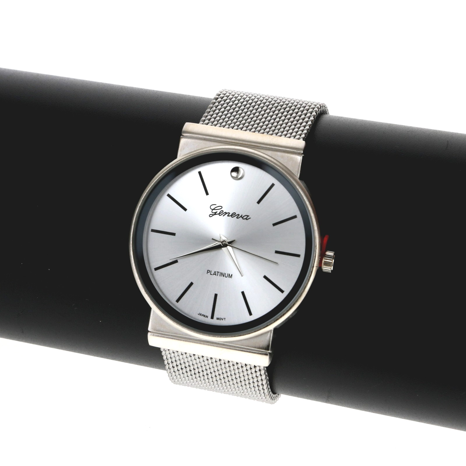 Men’s Geneva Retro Stainless Steel Mesh Band Round Dress Watch