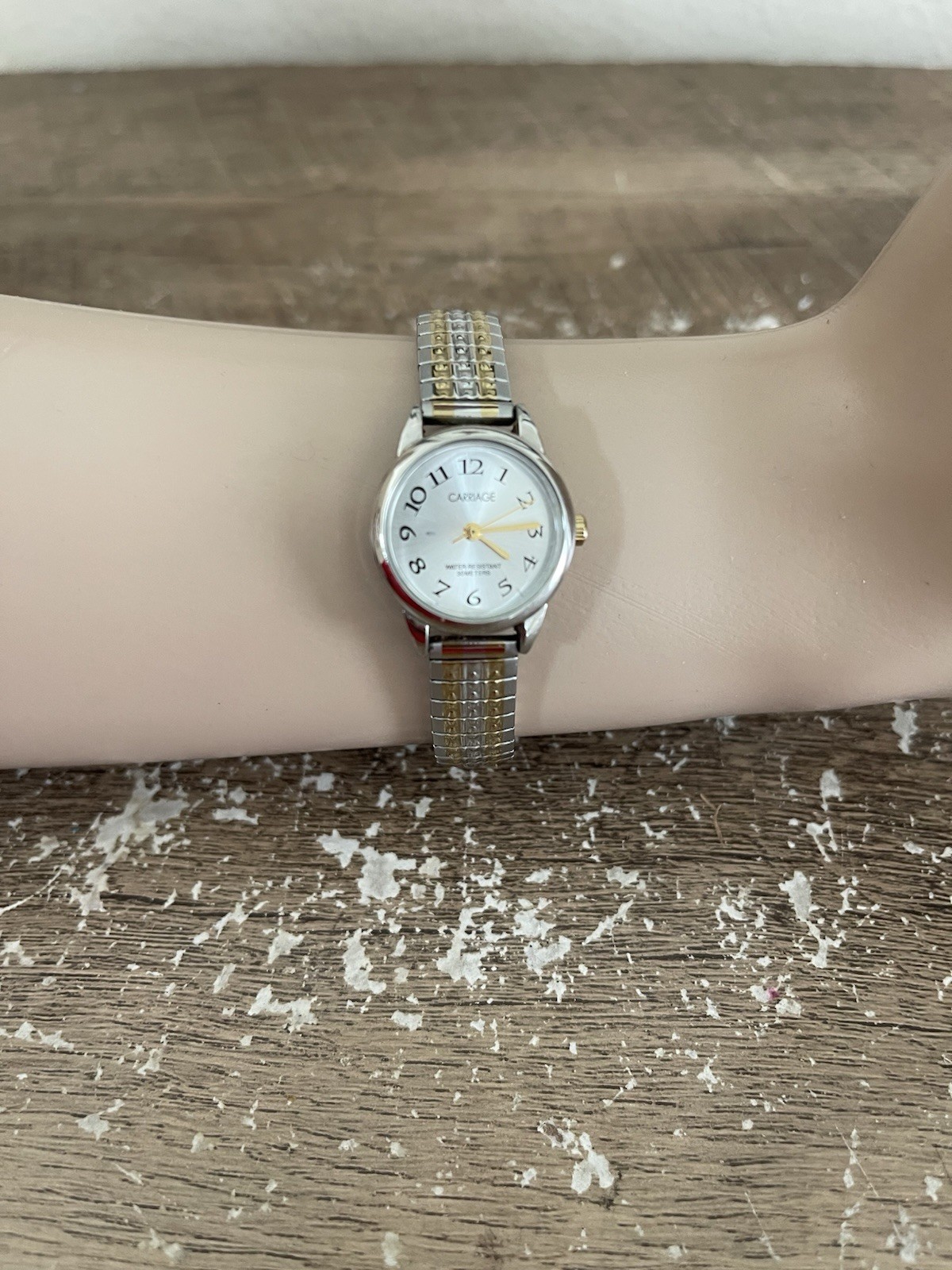 Carriage women’s watch gold silver tone quartz analog 10mm stretch band running