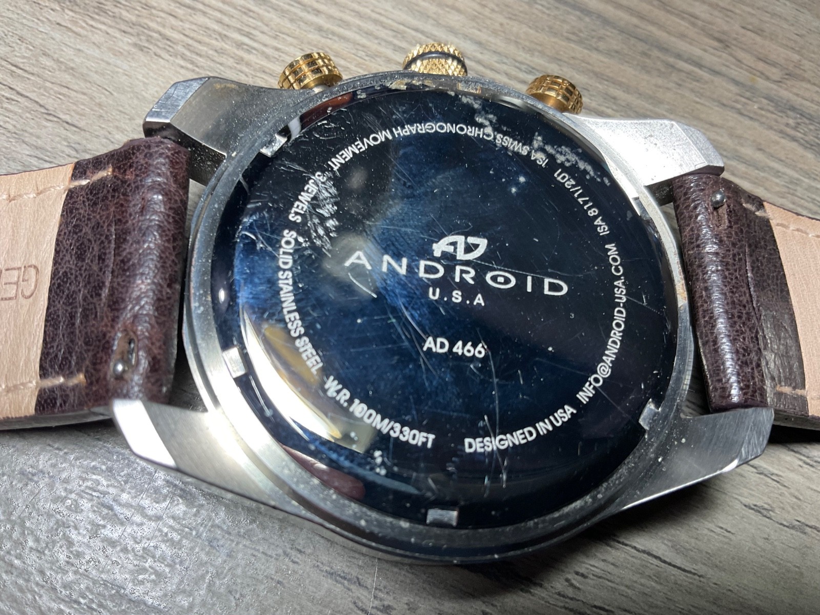 Vintage ANDROID Naval-2 AD466 Chronograph Leather Mens Watch – AS IS