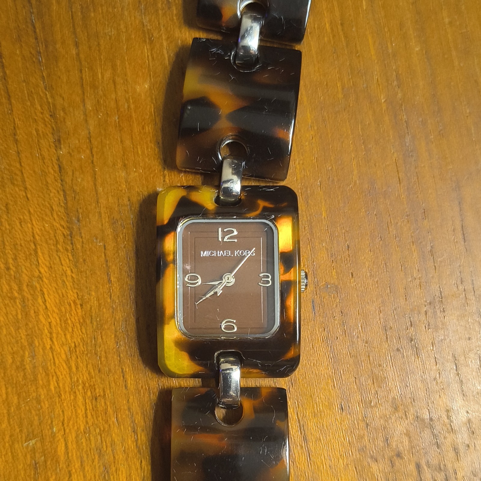 Michael Kors Women’s Brown Resin Stainless Steel Rectangle Analog Dress Watch