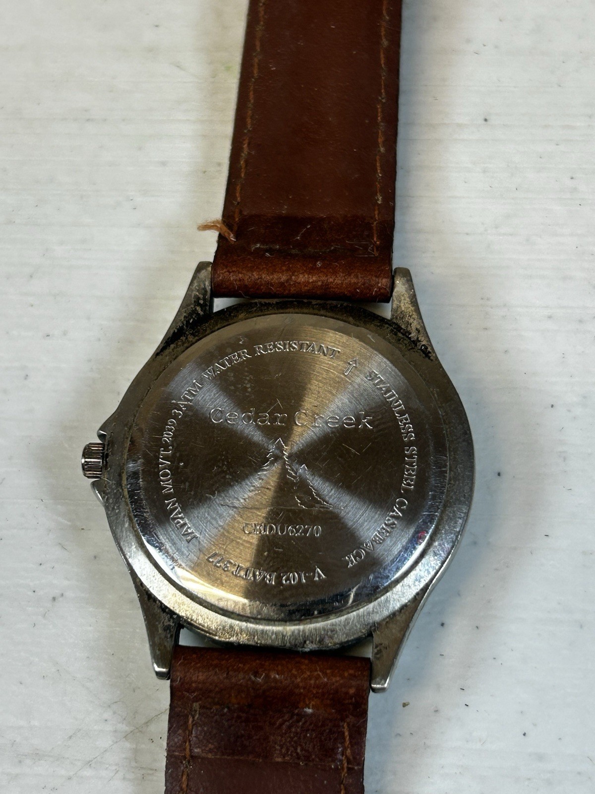 Cedar Creek Quartz Stainless Steel 40mm 3 ATM Silver Dial Roman Brown Leather