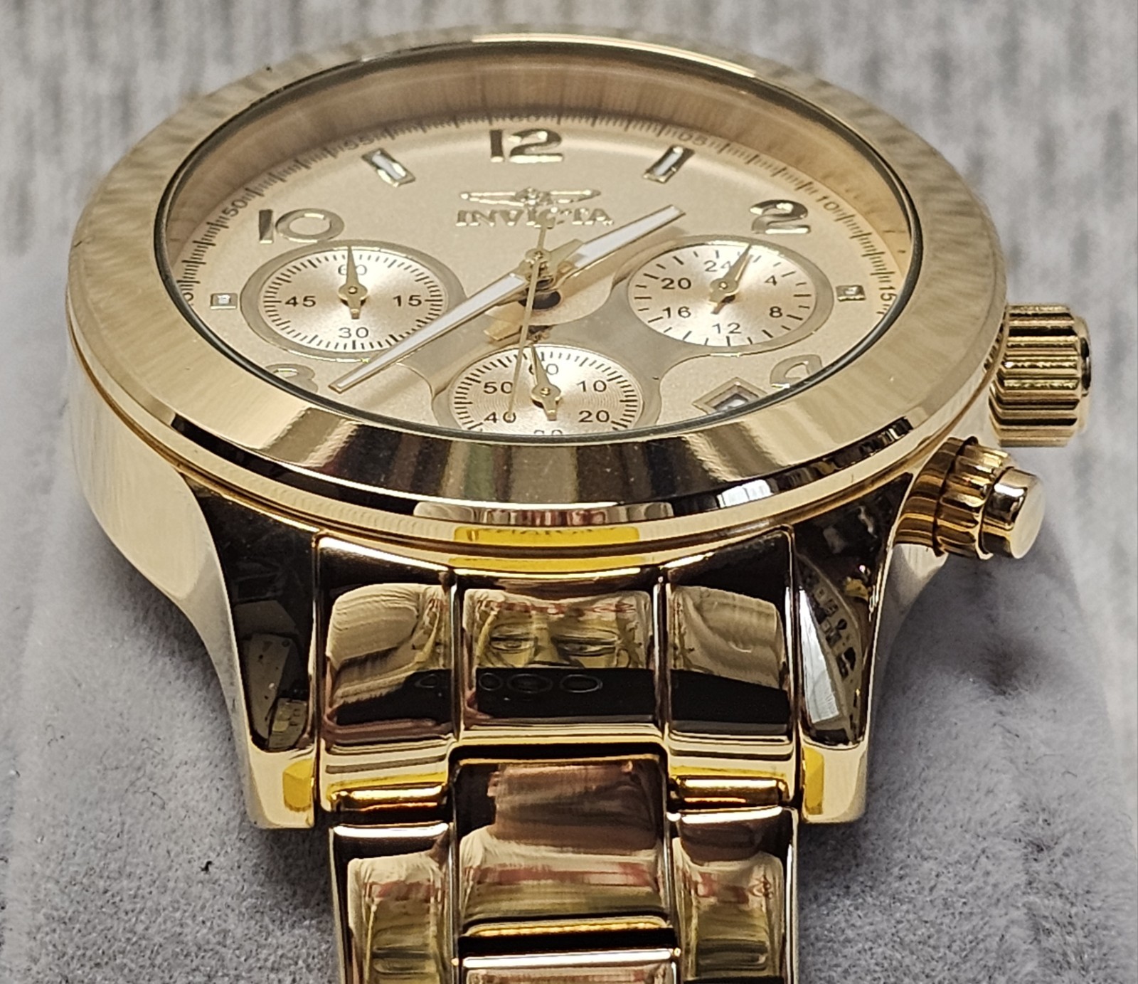 Invicta Angel Gold Tone Ladies Watch #19217 Tritnite Night Glow NWT Flame Fusion
