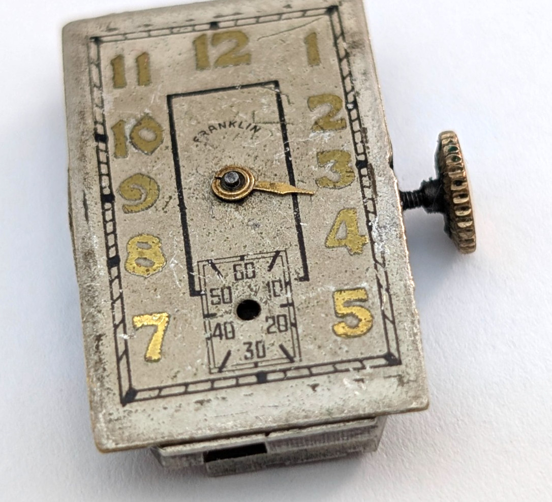 Vintage FRANKLIN Gotham Watch Co UGJN 7j Art Deco 15mm Movement PARTS or REPAIR