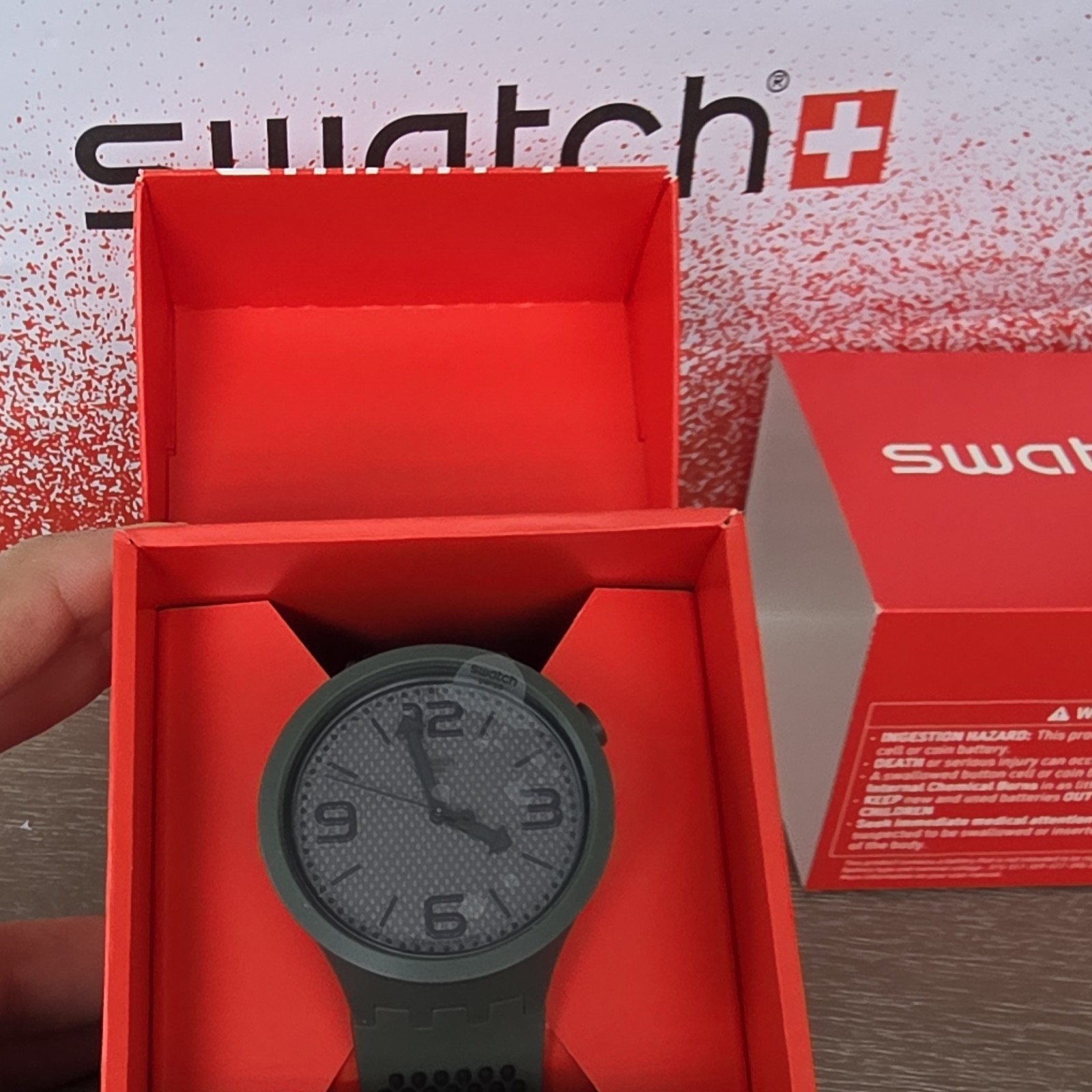 Swatch Big Bold Quartz 47mm Green/Black Silicone w/ Box
