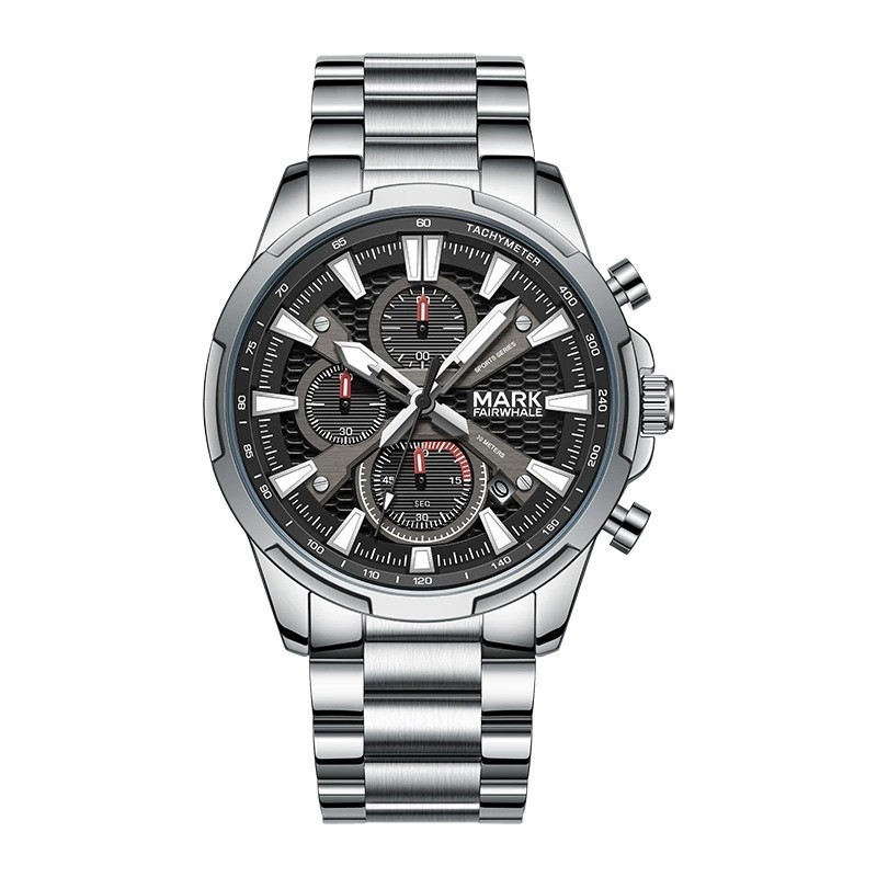MARK FAIRWHALE Men’s Calendar Chronograph Luminous Stainless Steel Quartz Watch