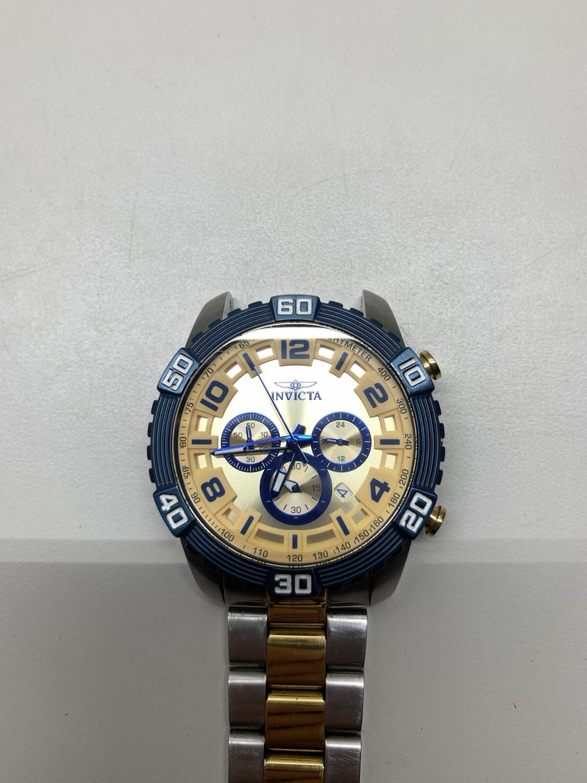 Invicta Pro Diver Tritnite Night Glow Flame Fusion Blue Gold Untested AS IS