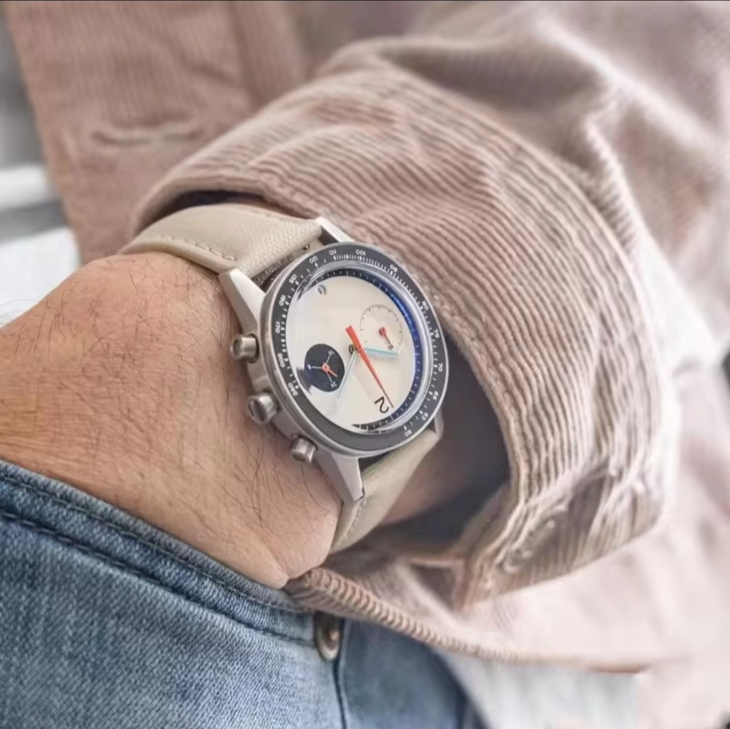 Men’s Quartz Chronograph Watch Waterproof, Silicone, Colors Hands