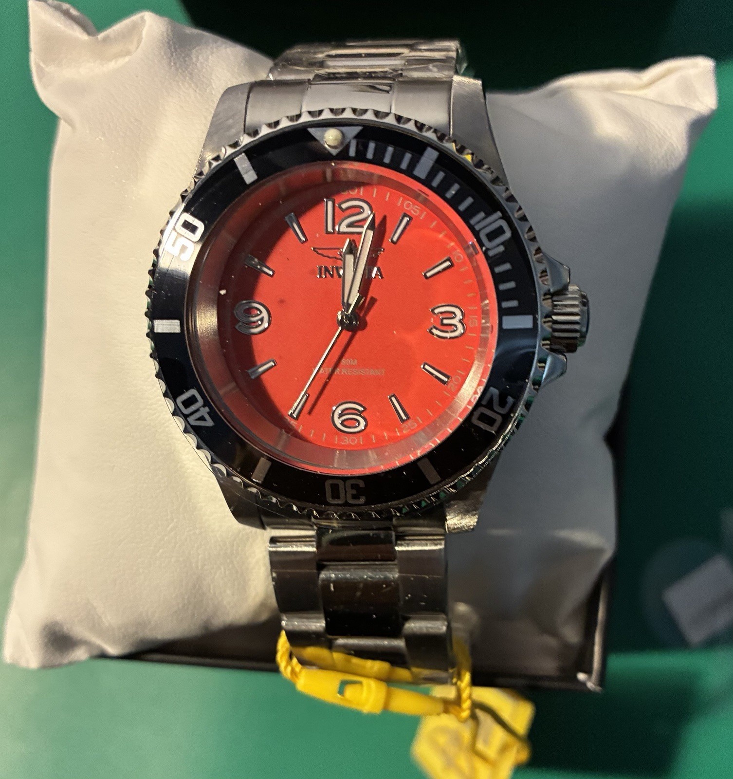 Invicta Specialty Rowan Men’s Quartz Watch 40mm Red Dial Silver Bracelet 50m