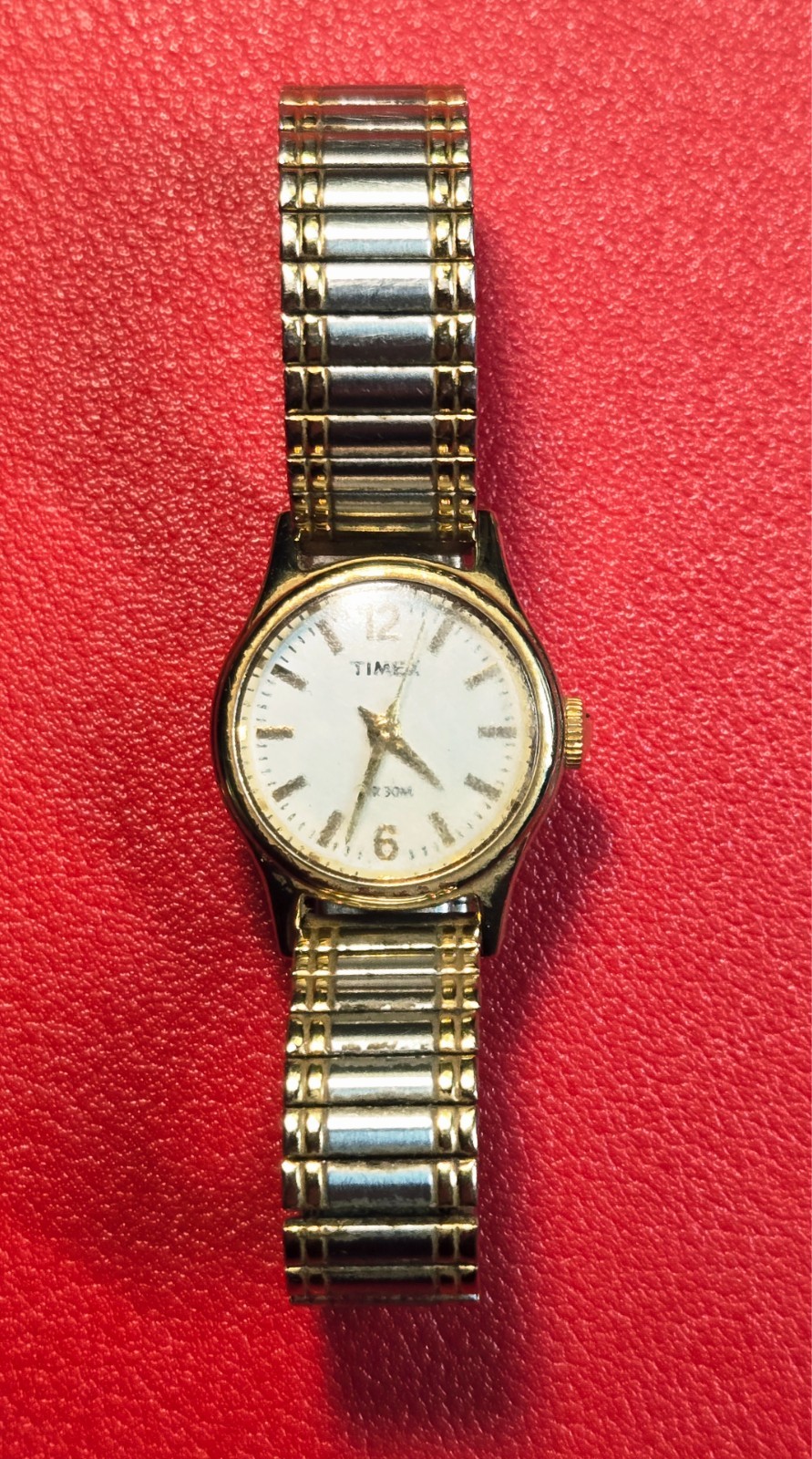 Timex Dainty Womens Watch 10mm Gold Silver Two Tone Stretch Band *Needs Battery*