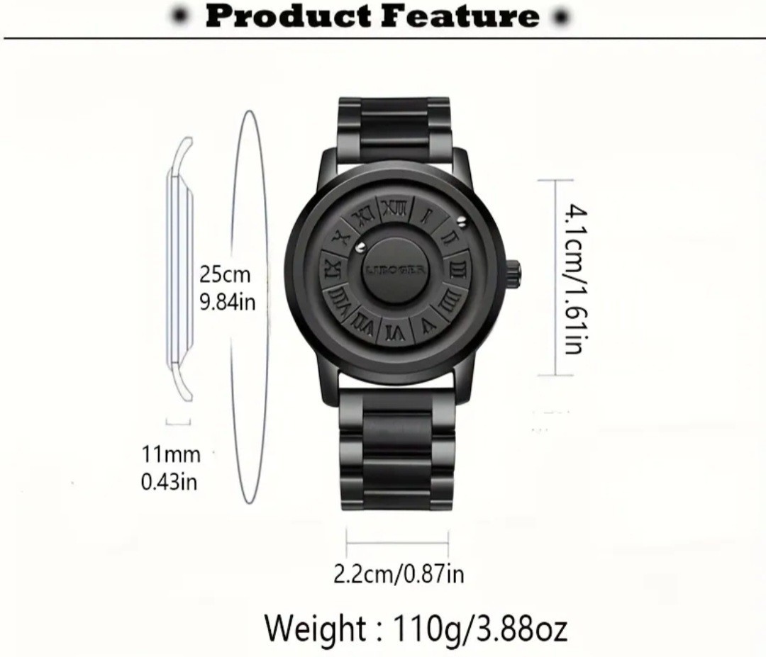 Men Luxury Watch Magnetic Bead Mirrorless Dial. Roman numerals. LARP, COSPLAY