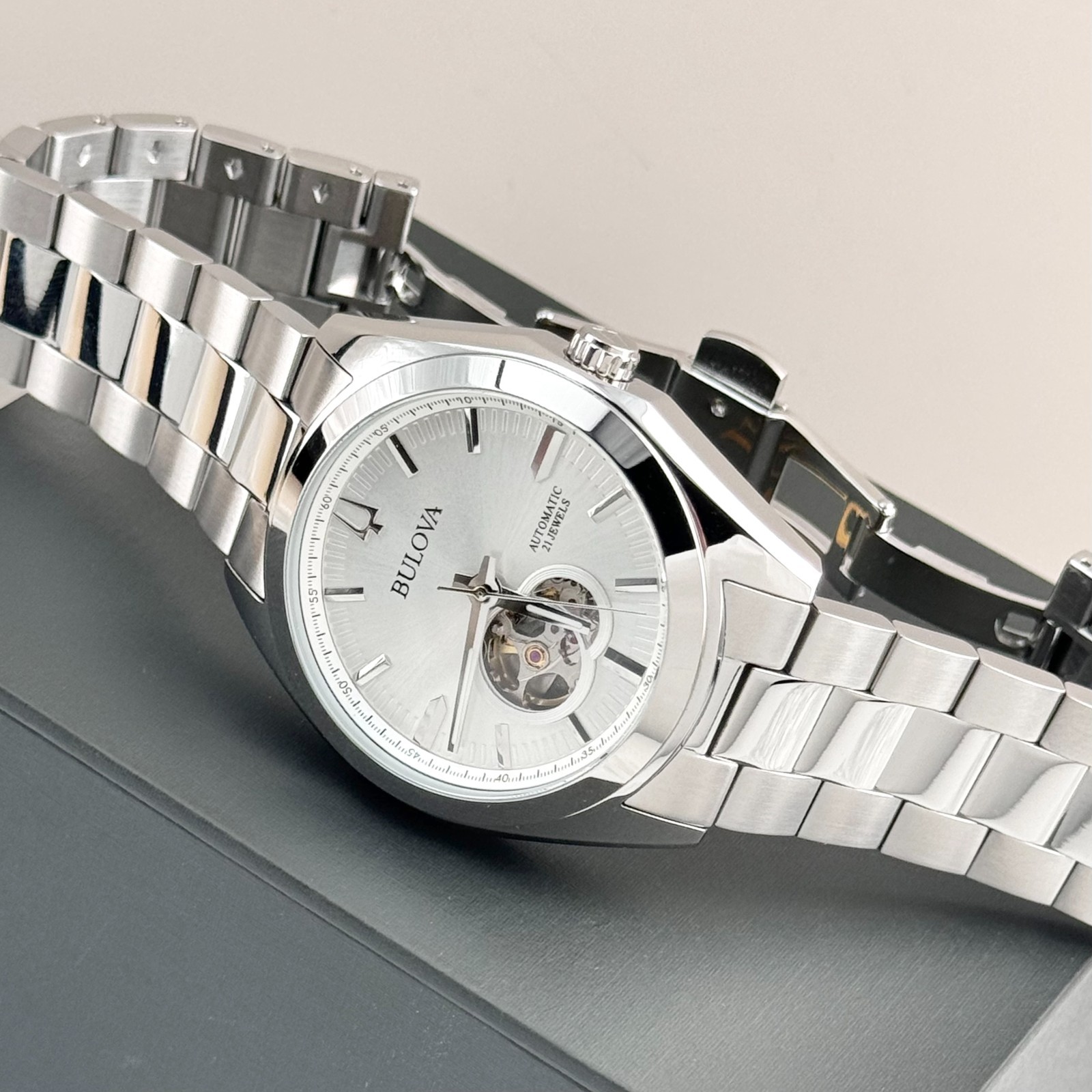 Bulova Classic Surveyor Automatic Silver Stainless Steel Men’s Watch 96A274