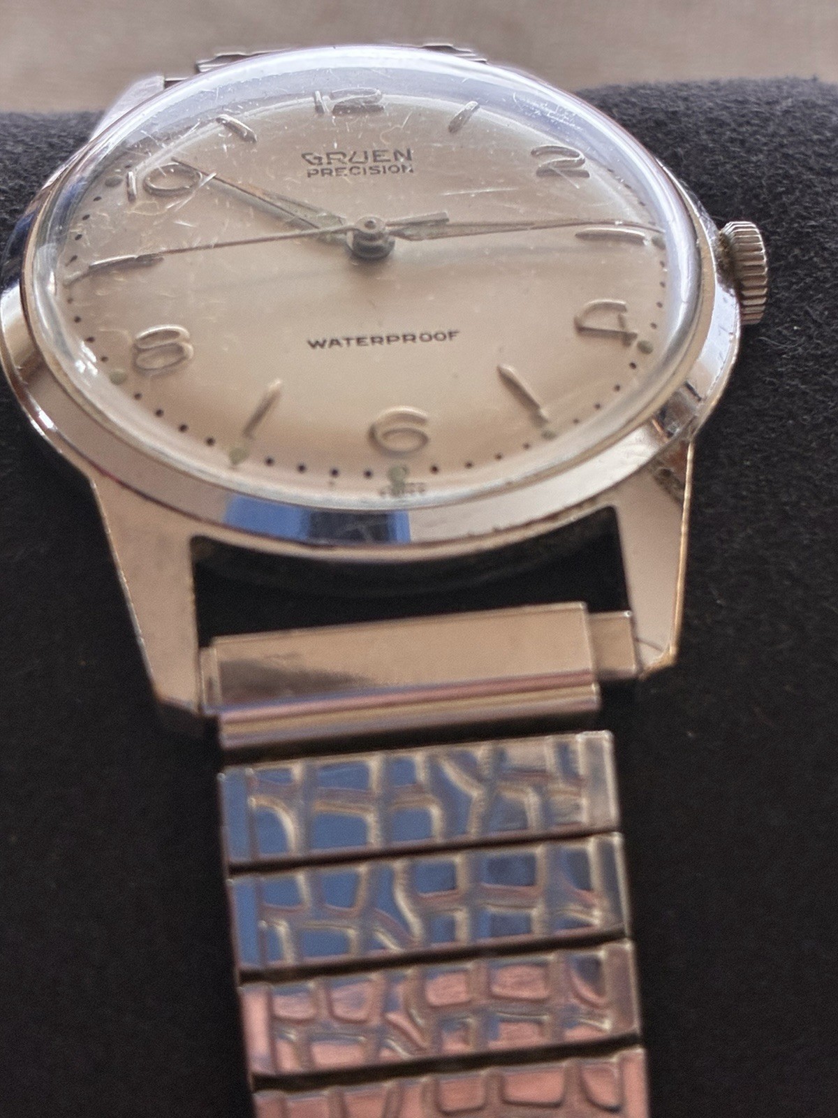 Vintage 1960 Gruen Precision 510RSS Manual Watch Stainless Lume Dauphine- Runs