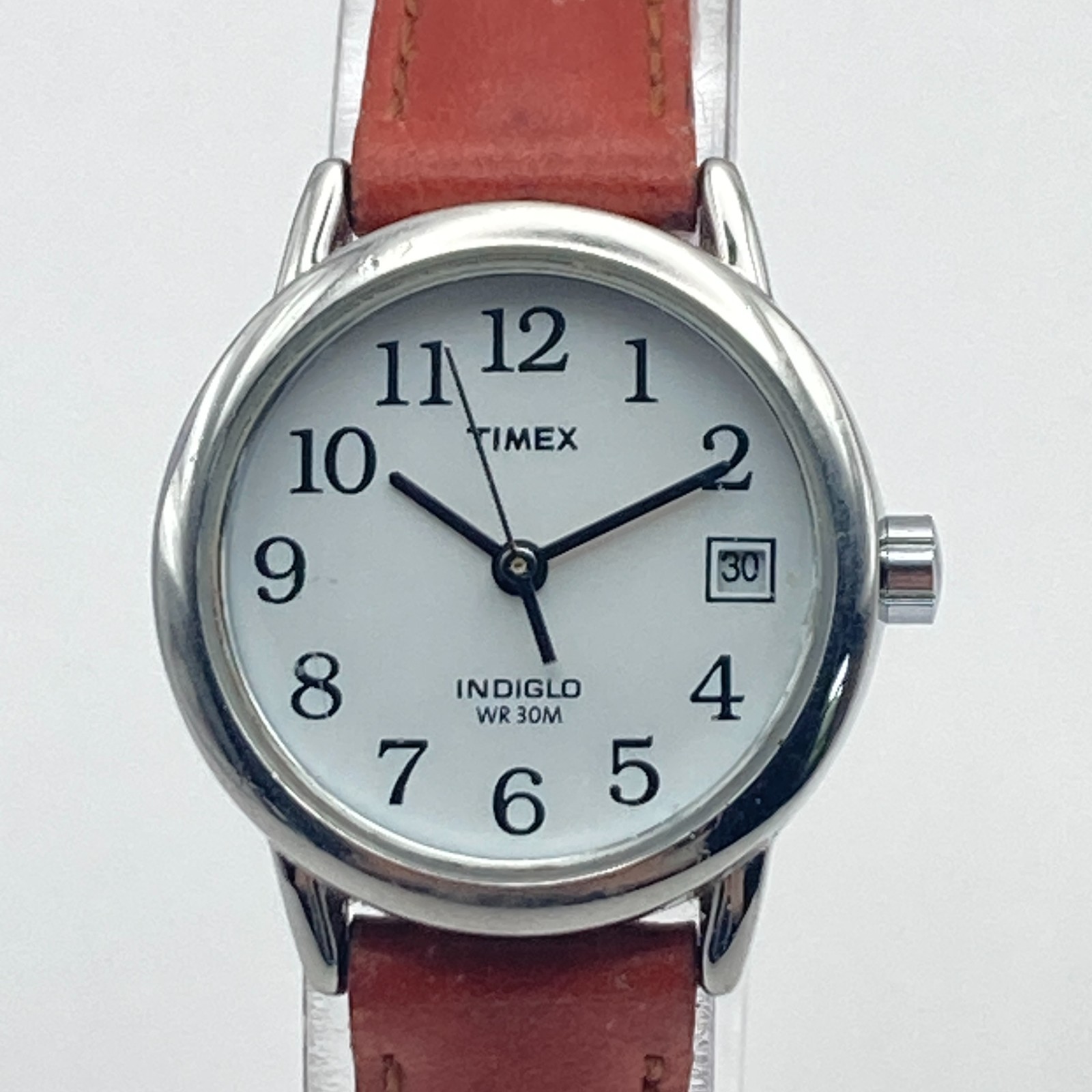 Timex Easy Reader Women’s Watch Silver Tone Date Indiglo New Battery SMALL 7.5″