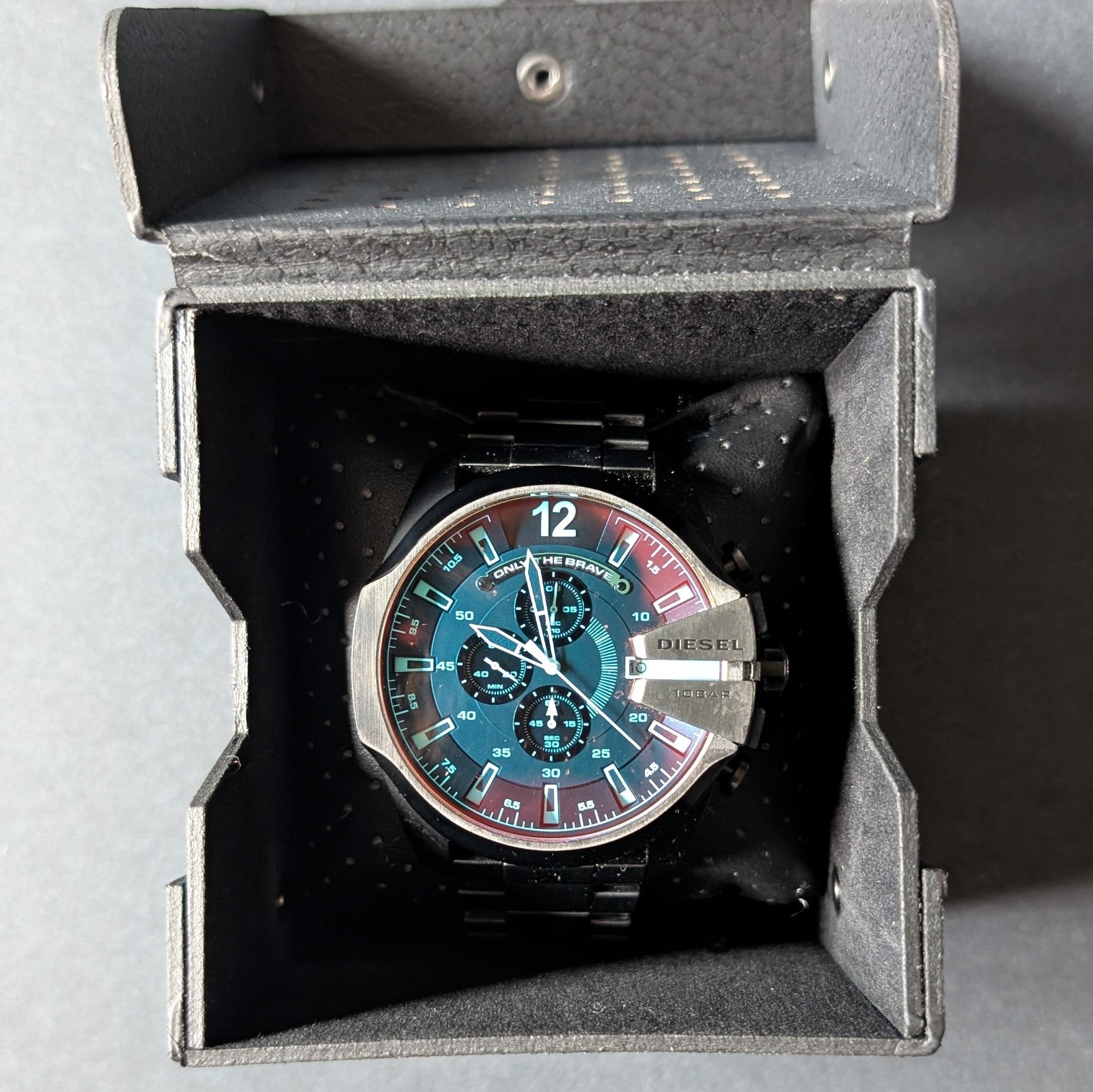 Diesel DZ4318 Mega Chief Chronograph Black Dial Stainless Steel Band Men’s Watch
