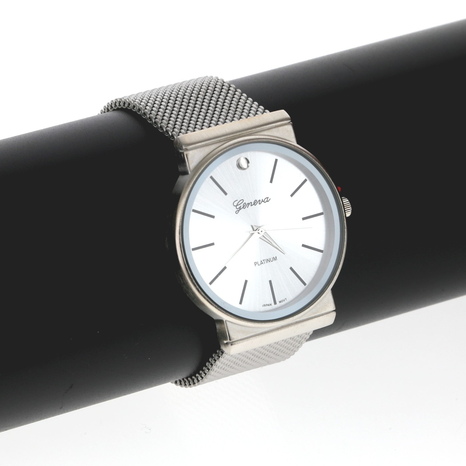 Men’s Geneva Retro Stainless Steel Mesh Band Round Dress Watch