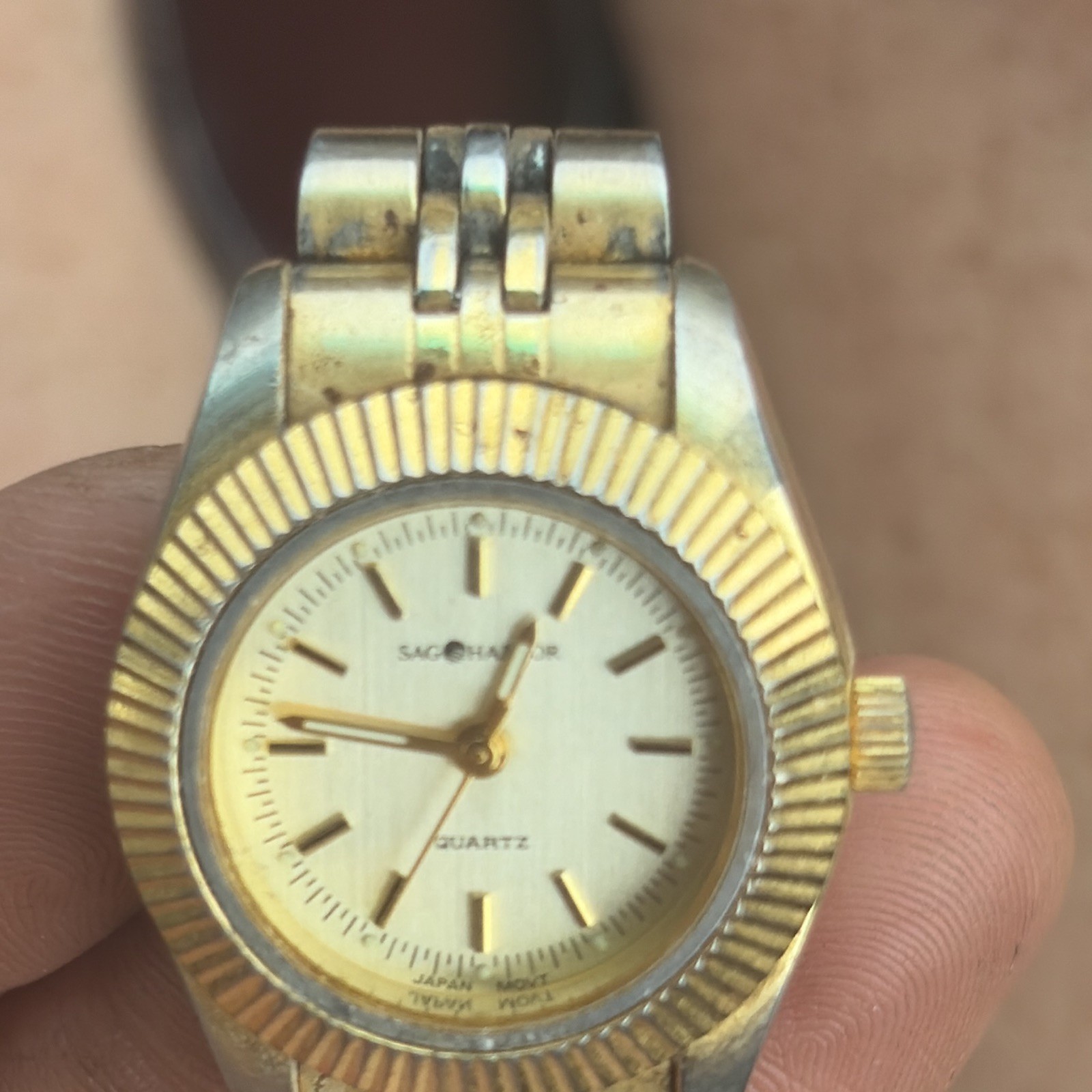 Sag Harbor Quartz Women’s Vintage Two-Tone Gold Dial Metal Bracelet Watch