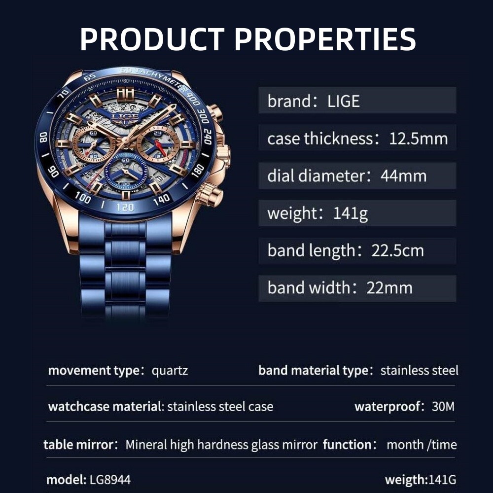 Men Watch Quartz Mechanical Date Seconds Round Dial Stainless Steel Wriswatch