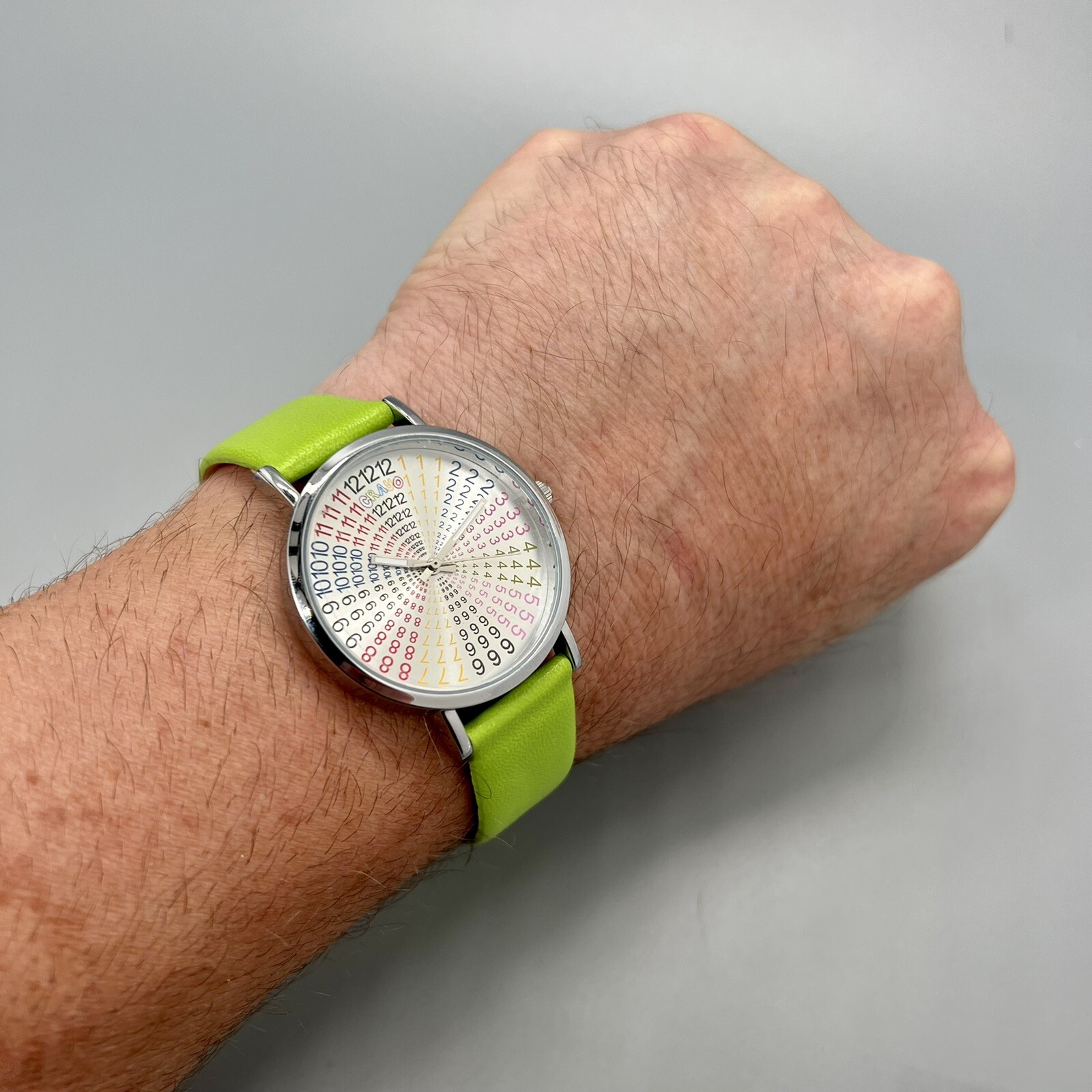 Crayo Fortune White Dial Lime Leatherette Watch CR4301