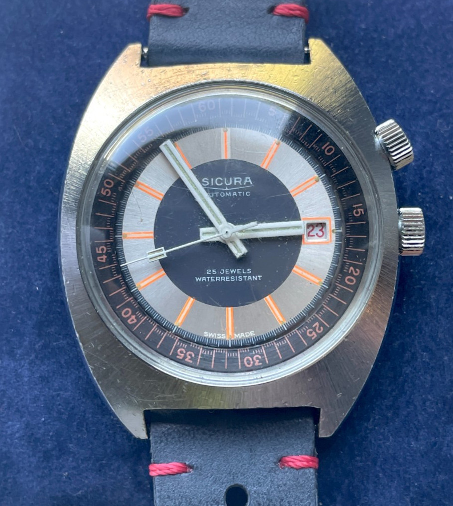 Vintage Sicura Automatic Diver Watch 25 Jewels 1970s Spares Repairs