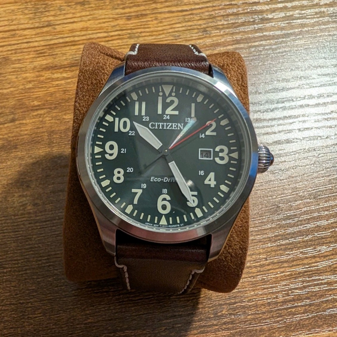 ⌚ Citizen Eco-Drive ☀️BM6838-09X 100m WR Green Dial Brown Leather Strap