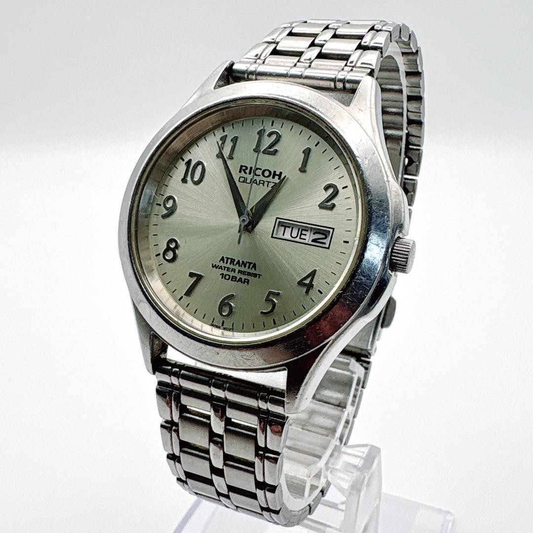 RICOH ATRANTA Day-Date 10BAR Men’s Watch, New Battery [Working] 【From Japan】