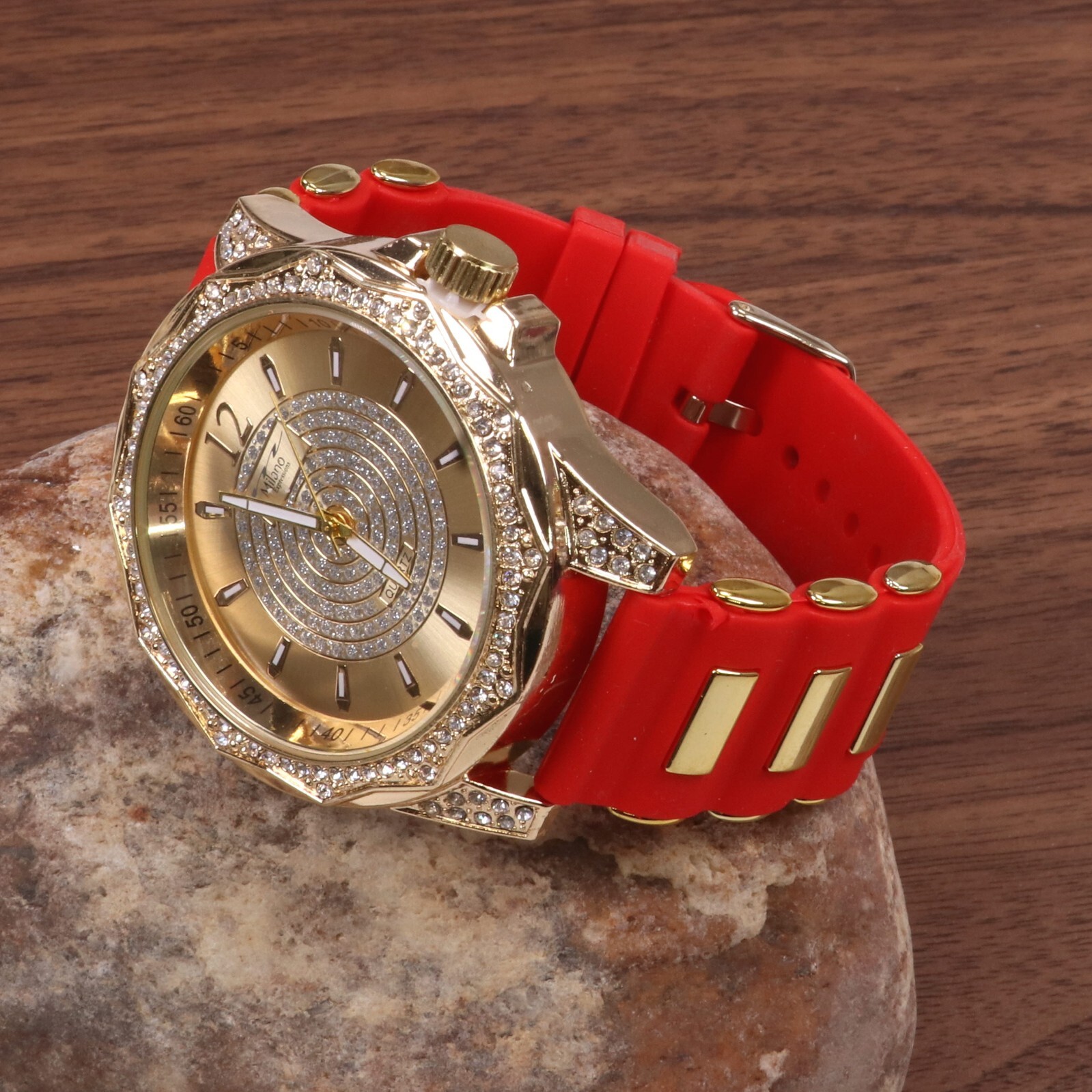 Heavy Bezel Milano Expressions Quartz Analog Men’s Fashion Watch New
